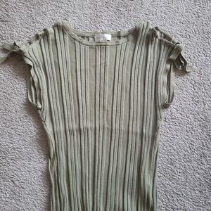 Christopher & Banks Olive Ribbed Blouse